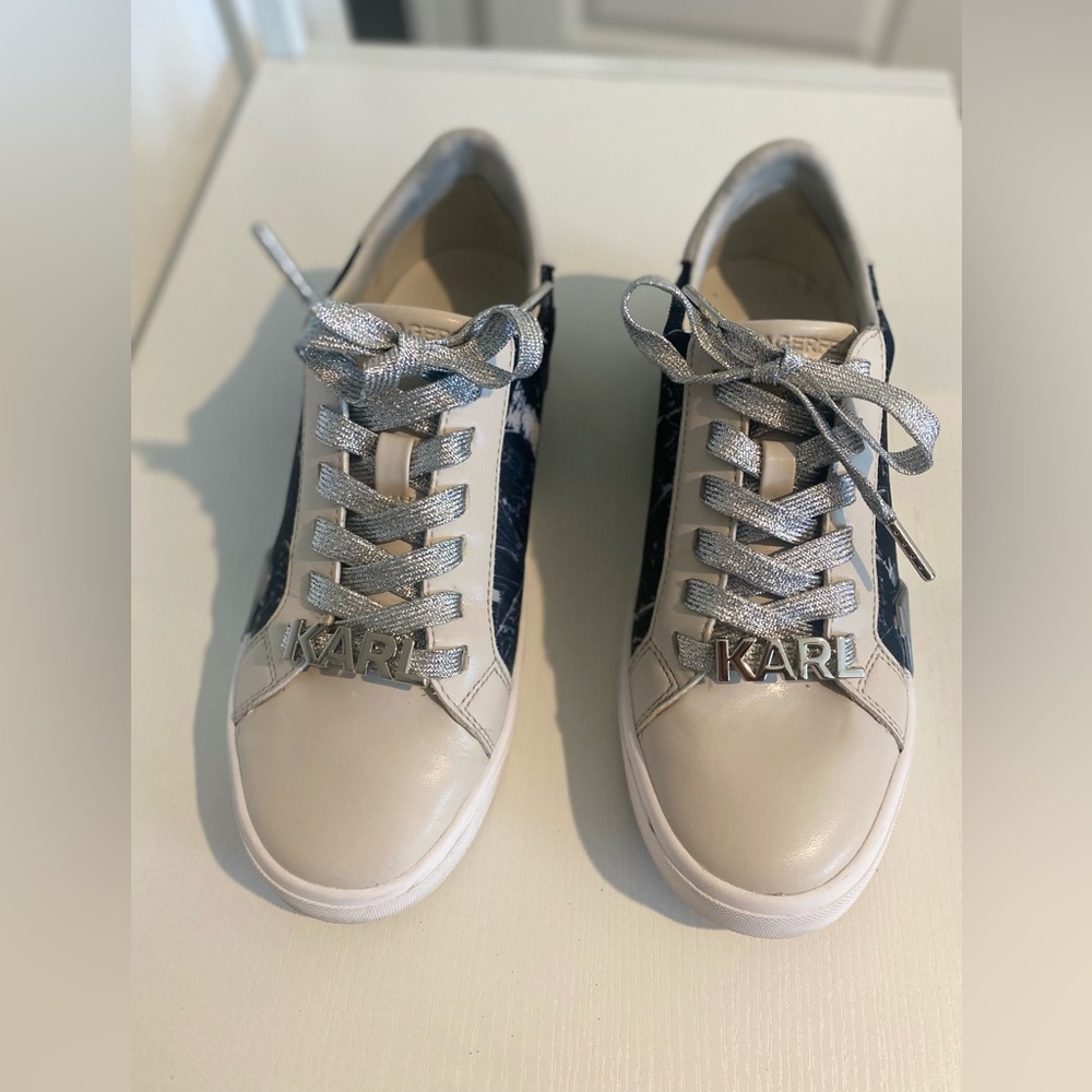 Karl Lagerfeld Cream and Silver Sneakers